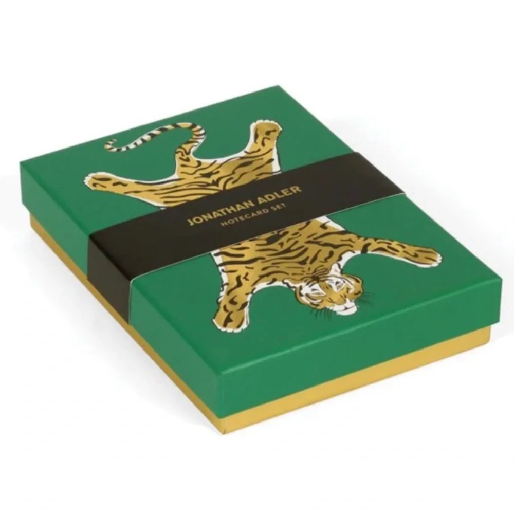Jonathan Adler Atlas & Animals Boxed Metallic Notecards / Stationary. Set of 12.